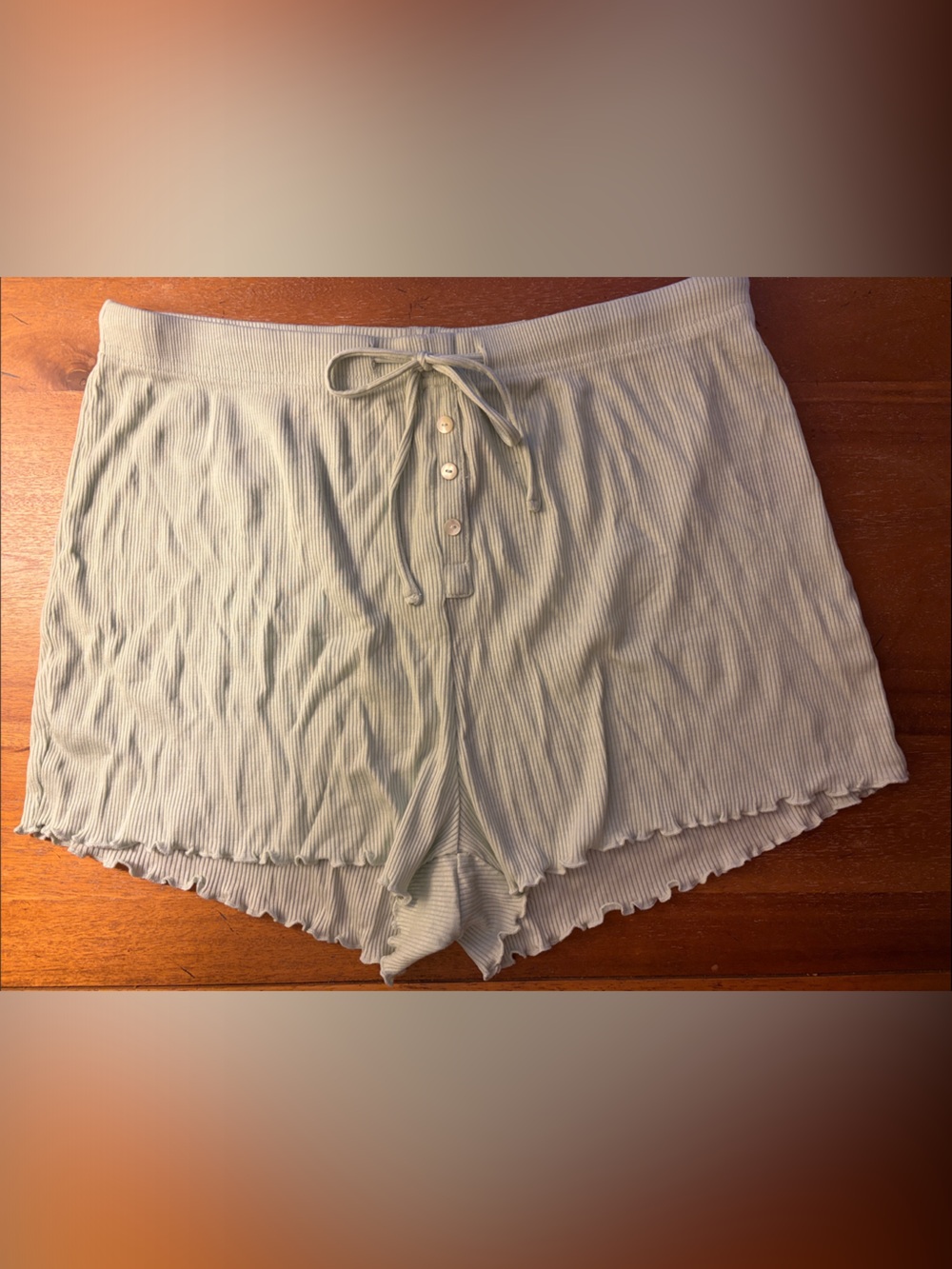 WSLY Soft Sage Ribbed Henley Shorts